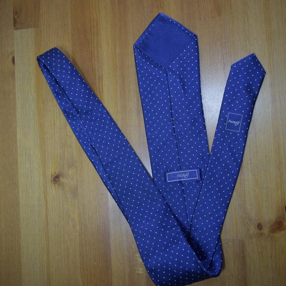 BRIONI Navy Blue Aqua Micro Polka Dots handmade Geometric Handmade Silk Neck Tie - Picture 9 of 11